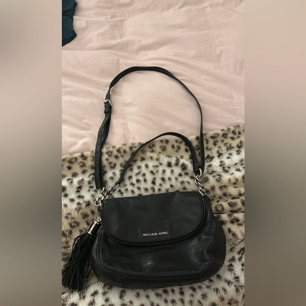 Michael Kors Black Leather Shoulder Bag / Crossbody Bag